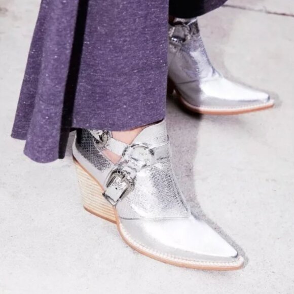 Free People Shoes - Jeffrey Campbell & Free People Silver Icon Western Booties